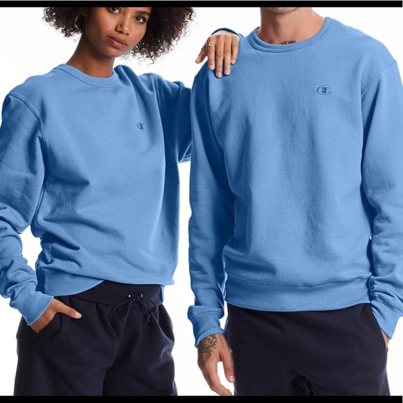 Champion Powerblend Fleece Crew Sweatshirt- Blue M - Picture 9 of 10